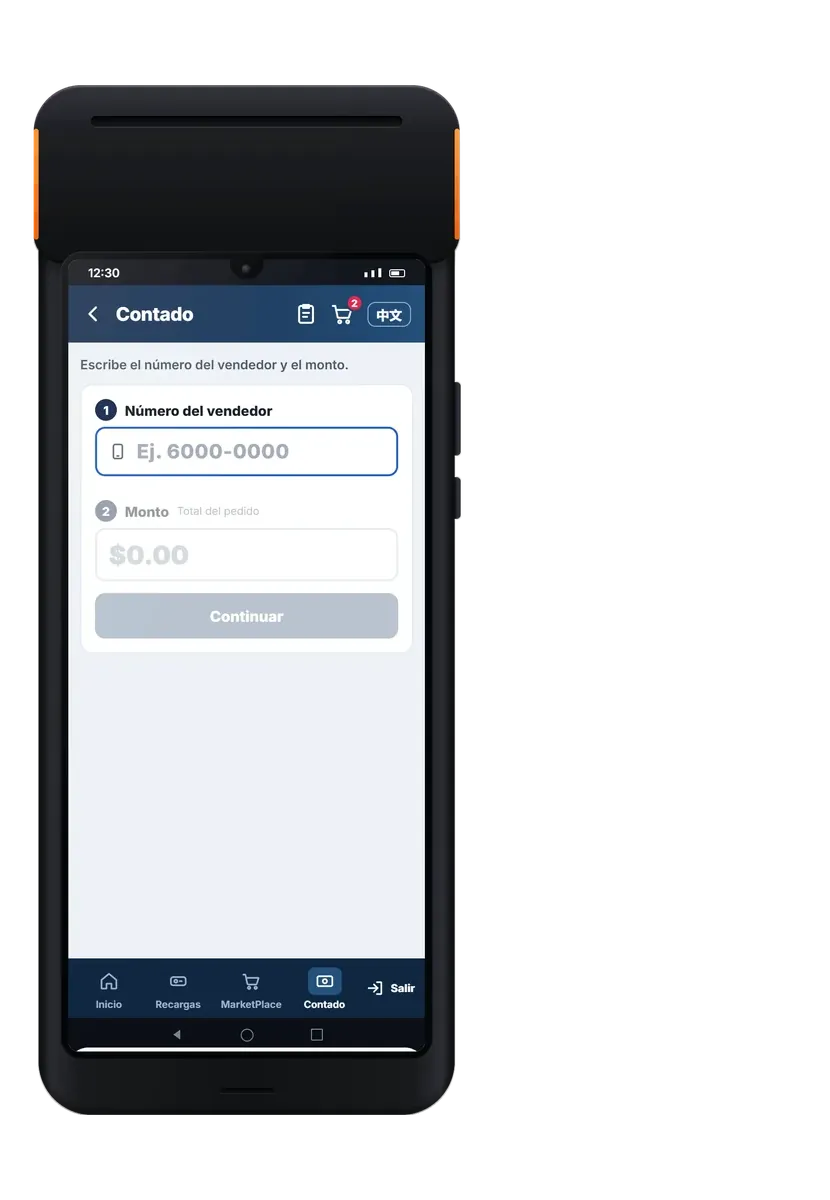 Pago de contado en el POS Flux